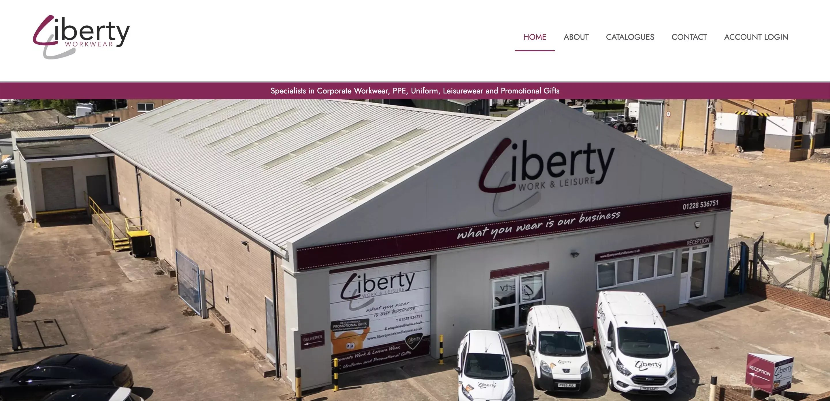 Liberty Workwear website header