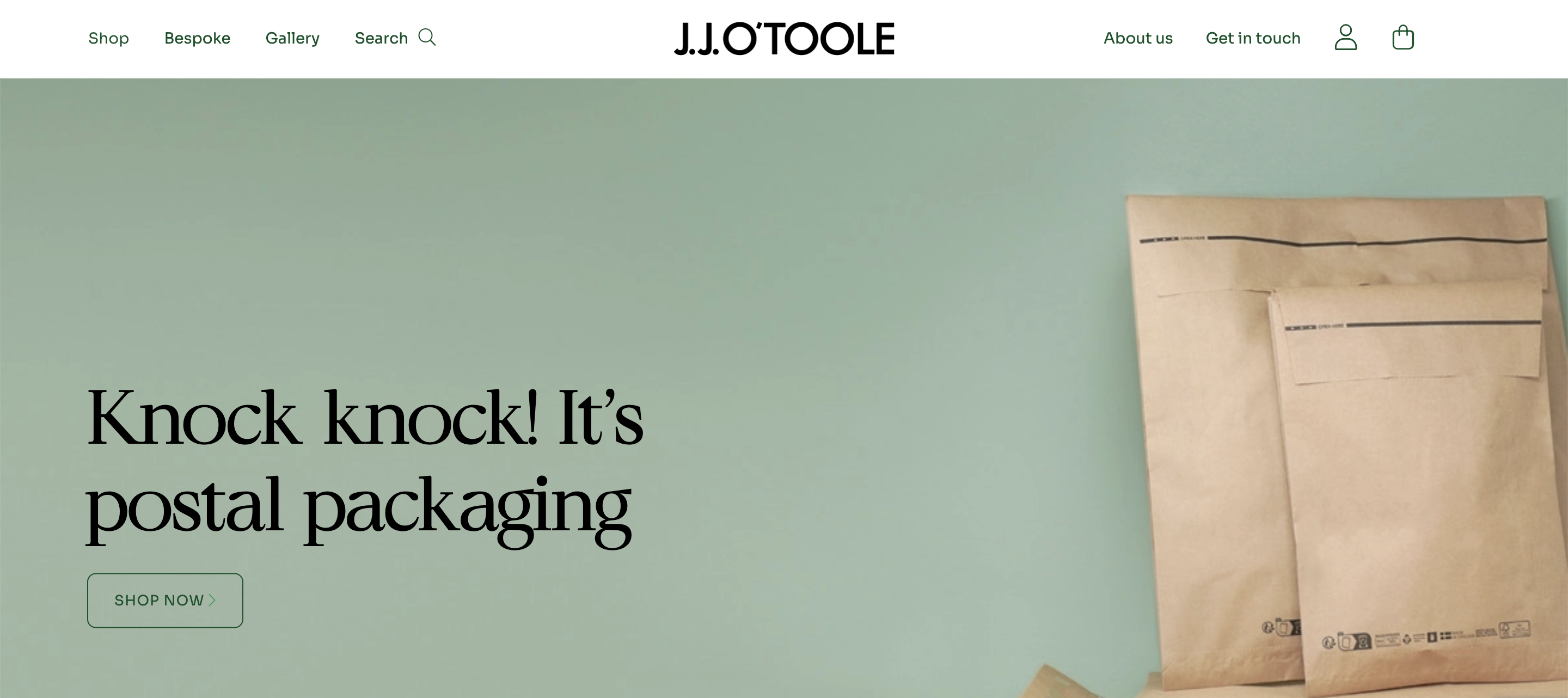screenshot of the homepage jj o'toole website