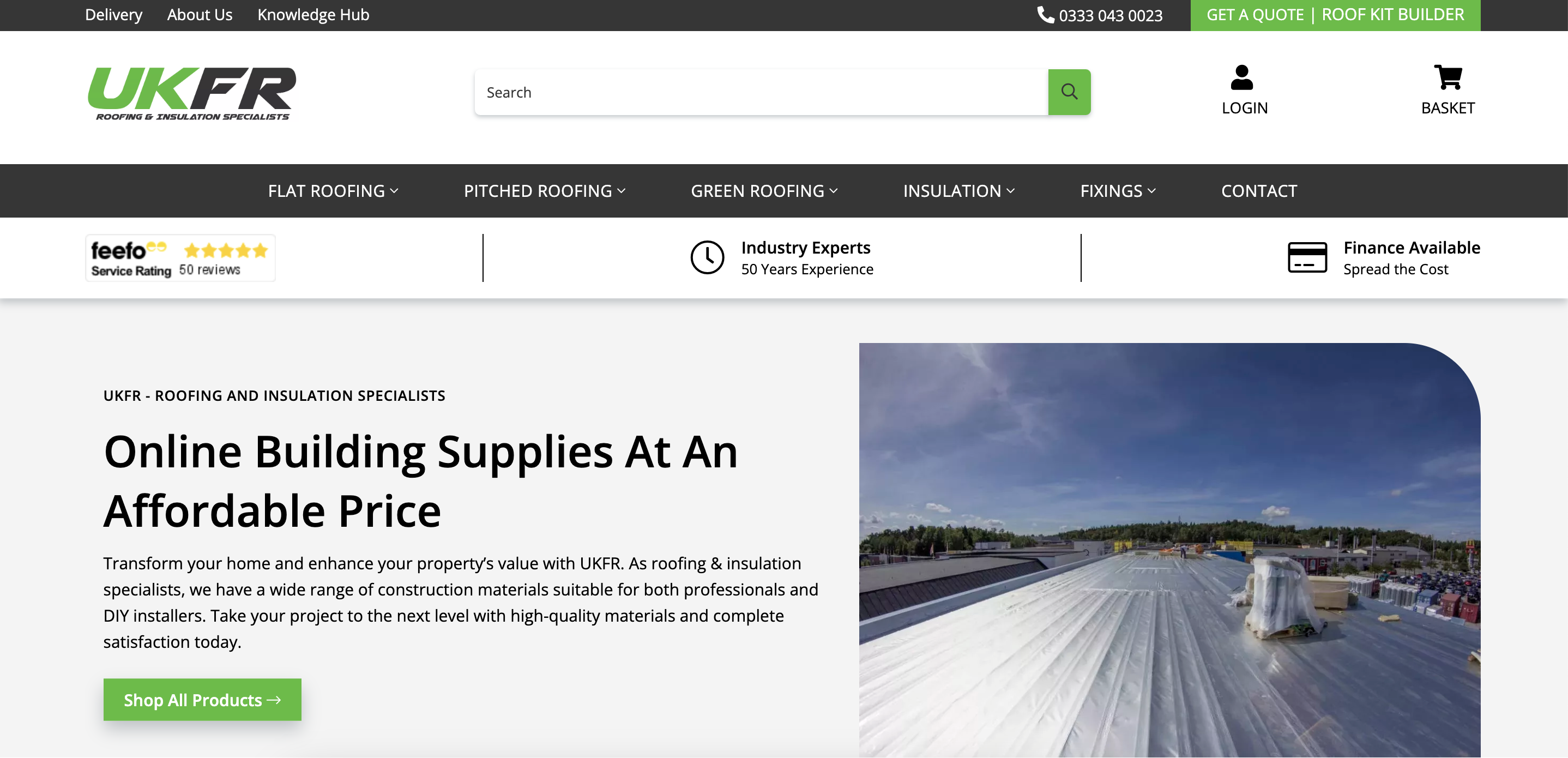 screenshot of uk flat-roofing homepage