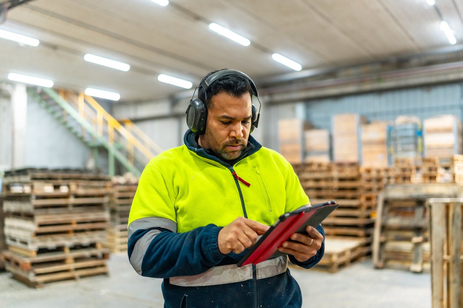 warehouse-worker-using-tablet-and-wearing-headphon-2026-03-25-09-17-57-utc